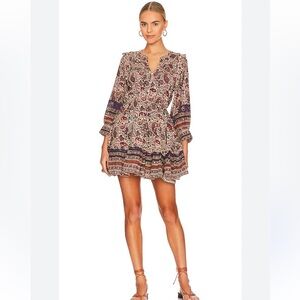Cleobella REVOLVE Reign Mini Dress in Laurel Block Print 100% organic cotton